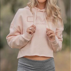 Ladies Blush Color Cropped Hoodie